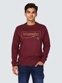 Wrangler - Men Solid Maroon Regular Fit Sweatshirt
