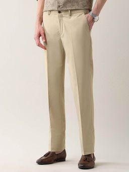 Arrow Newyork - Regular Fit Textured Smart Flex Trouser Beige