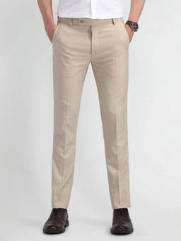 Arrow - Slim Fit Mid Rise Trouser Beige