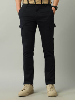 Arrow Sports - Slim Fit Mid Rise Trouser Navy Blue