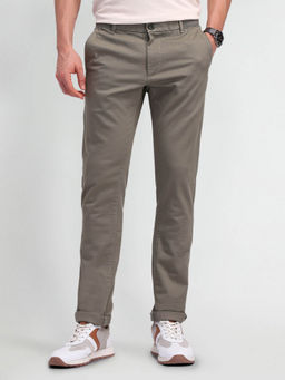 Arrow Sports - Slim Fit Mid Rise Trouser Beige