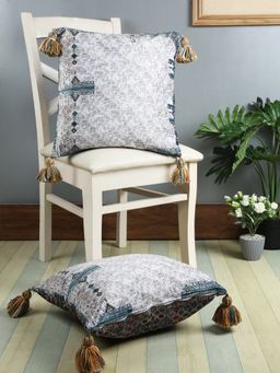 Eyda - Digital Printed Multi Velvet Reversible Cushion Cover Set Of 2-18X18 Inch