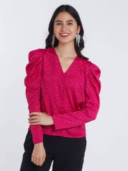Zink London - Women Pink Self Design Top
