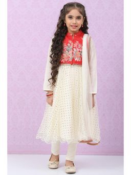 Biba - Red Embellished Kurta (Set of 4)