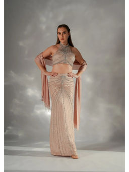 Jade by Ashima - Women Embroidered Crop Top with Skirt