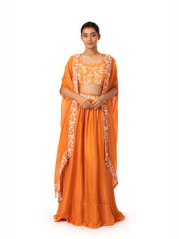 kshitij choudhary - Aelin Embroidered Skirt & Blouse With Cape