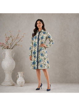 Spring Soul - Blue Flax Printed Shirt Dress with Pockets