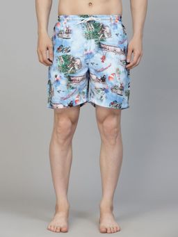 Style Quotient - Men Multi-Color Tropical Printed Polyester Swim Shorts