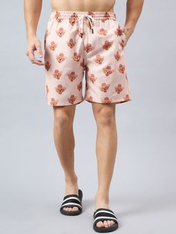 Style Quotient - Men Beige Printed Polyester Regular Swim Shorts