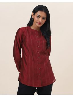 Fabindia - Maroon Cotton Silk Woven Shirt