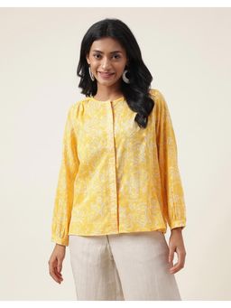 Fabindia - Yellow Cotton Printed Top