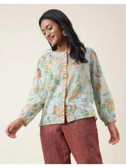 Fabindia - Green Cotton Printed Top
