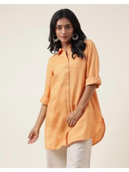 Fabindia - Orange Linen Regular Top