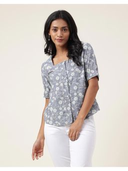 Fabindia - Light Blue Cotton Hand Block Printed Shirt
