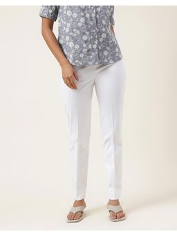 Fabindia - White Cotton Blend Full Length Formal Pant