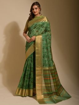 Odette - Green Art Silk Designer Saree with Unstitched Blouse