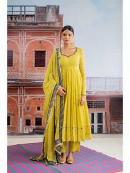 Baise Gaba - Lime Yellow Kairi Noor Anarkali with Pant and Dupatta