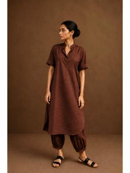 LABEL MAE - Mocha Brown Relaxed Kurta with Salwar Pant