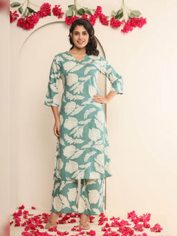 Atha Fashion - Aasmani Leher Kurta with Pant