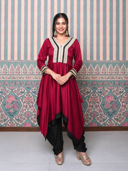 Atha Fashion - Maroon Rani Bling Kurta with Salwar