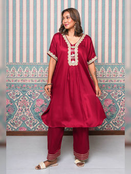 Atha Fashion - Maroon Bijli Boho Kurta with Pant