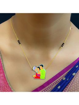 Digital Dress Room - Karwa Chauth Special Husband and Wife Moon Watching Charm Mangalsutra for Women
