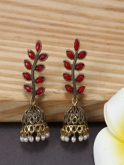 JEWELZ - Leaf Shape with Jhunki Earrings for Girls and Women
