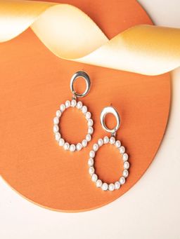 JEWELZ - White Circle Woven Hoop Earrings for Girl and Women