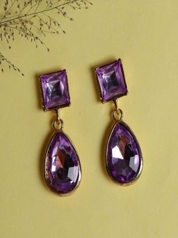 JEWELZ - Purple Stone with Gold Plated Earrings Alloy Drops and Danglers for Girls and Women