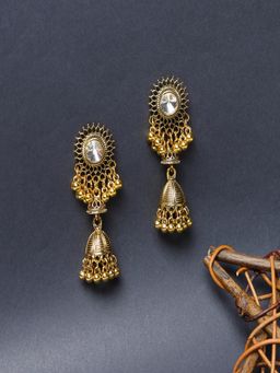 JEWELZ - Gold-Plated Metal Beads Ethnic Jhumka for Girls and Women