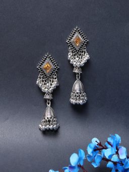 JEWELZ - Oxidized with Metal Beads Ethnic Jhumka for Girls and Women