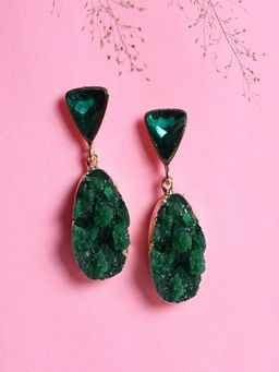 JEWELZ - Green Stone Drops and Danglers Alloy Earring for Girls and Women