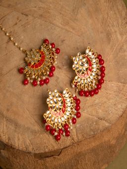 JEWELZ - Stylish Maang Tikka with Earrings for Womens and Girls
