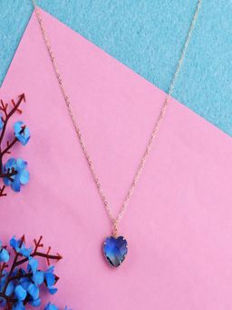 JEWELZ - Rose-Gold Plated with Blue Heart Shape Stone Pendant for Girls and Women