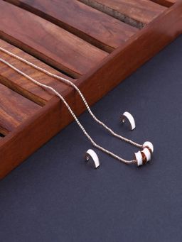 JEWELZ - Rose- Gold Plated Chain and Pendant with Stud Earrings for Girls and Women