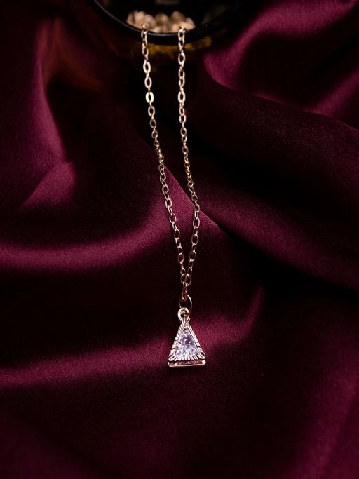JEWELZ Alloy Anti Tarnish Gold Pendant Triangle Shape with Chain