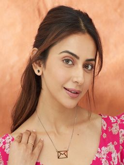 Accessher - Gold Plated Delicate Chain Necklace with Envelope Pendant Chain Necklace