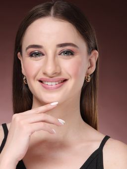 NVR - Womens Gold-Plated Cz-Studded Half Hoop Earrings