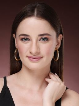 NVR - Womens Gold-Plated Half Hoop Earrings