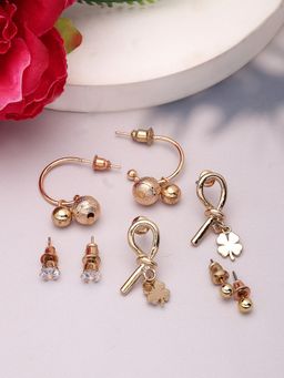 NVR - Womens Set Of 4 Gold-Plated Contemporary Half Hoop Earrings