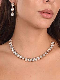 Ratnavali Jewels - Gold Plated Kundan Sleek Single Line Statement Jewellery Set