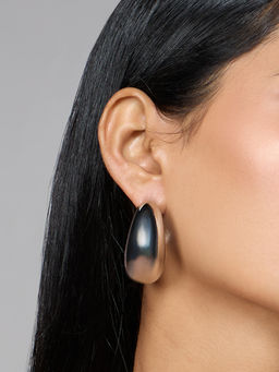 Pipa Bella by Nykaa Fashion - Silver Solid Semi Circular Hoop Earrings