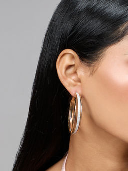 Pipa Bella by Nykaa Fashion - Gold and Silver Triple Layered Hoop Earrings