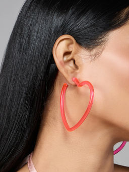 Pipa Bella by Nykaa Fashion - Pink Heart Shaped Hoop Earrings