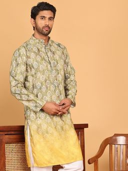 Jompers - Men Green Ethnic Printed Kurta