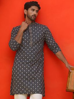 Jompers - Men Blue Embroidered Kurta