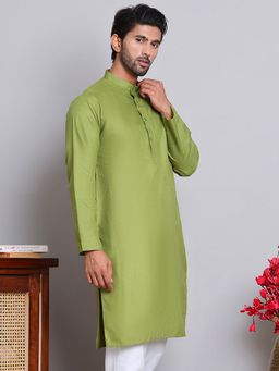 Jompers - Men Solid Cotton Green Kurta