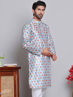 Jompers - Men Blue Digital Printed Straight Kurta