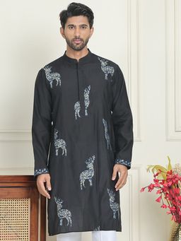 Jompers - Men Sequined and Embroidered Blue Kurta