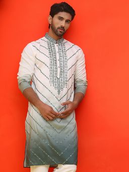 Jompers - Men Embroidered Mirror Work Grey Kurta